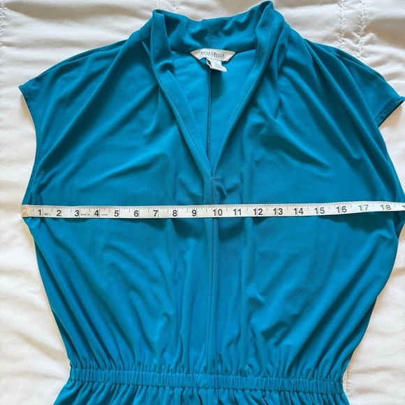 White House Black Market Teal Blue Sleeveless V-Neck Dress Mini Size Small - Picture 7 of 9